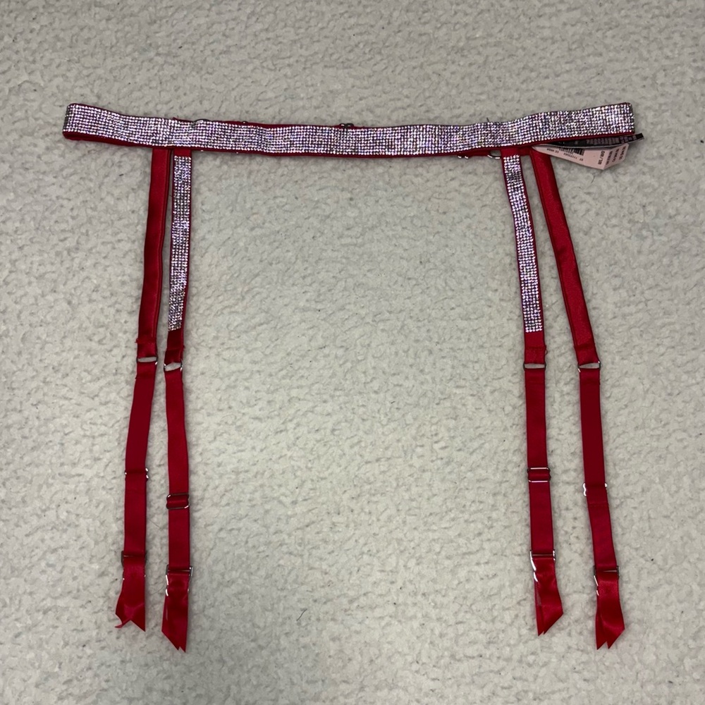 Victoria’s Secret Red Very Sexy Satin Diamond Garter Belt